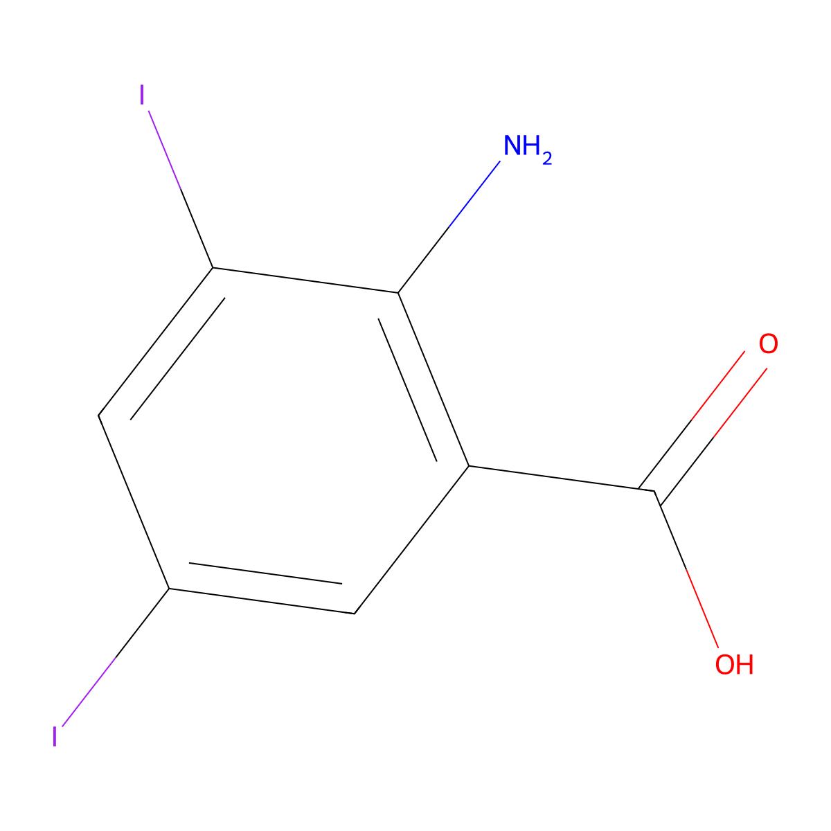 Benzoic acid, 2-amino-3,5-diiodo- molecular structure, CAS 609-86-9