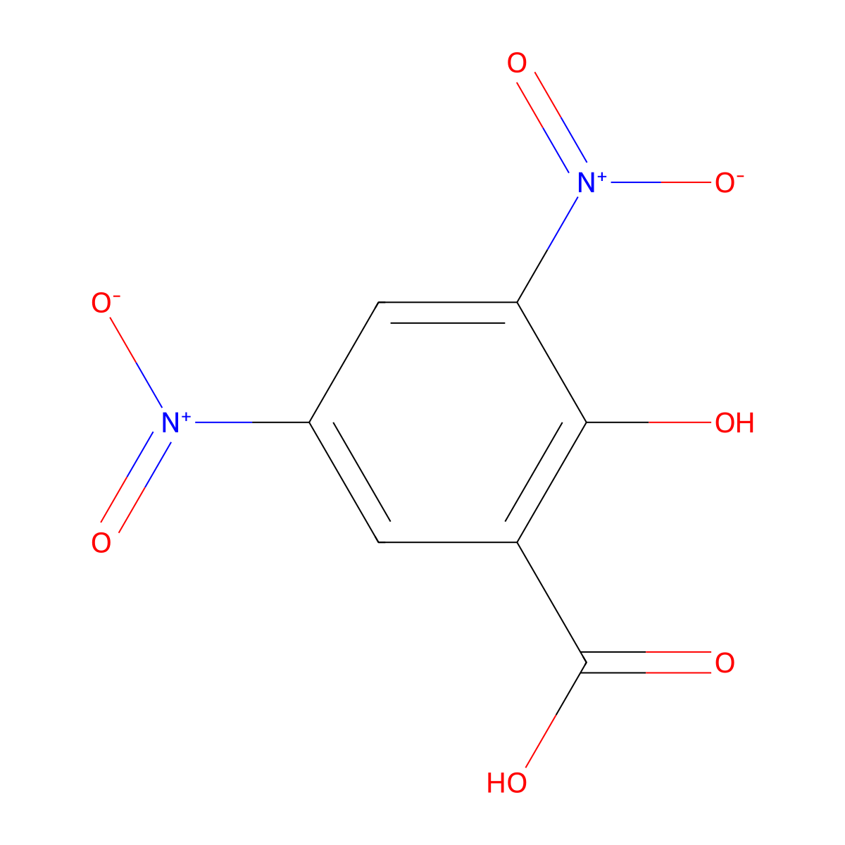 3,5-Dinitrosalicylic acid molecular structure, CAS 609-99-4
