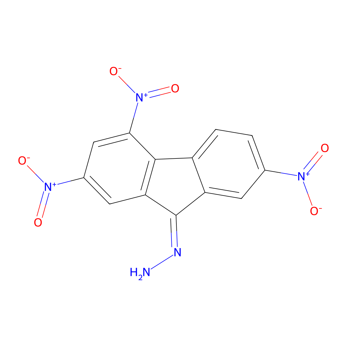9H-Fluoren-9-one, 2,4,7-trinitro-, hydrazone molecular structure, CAS 60900-42-7