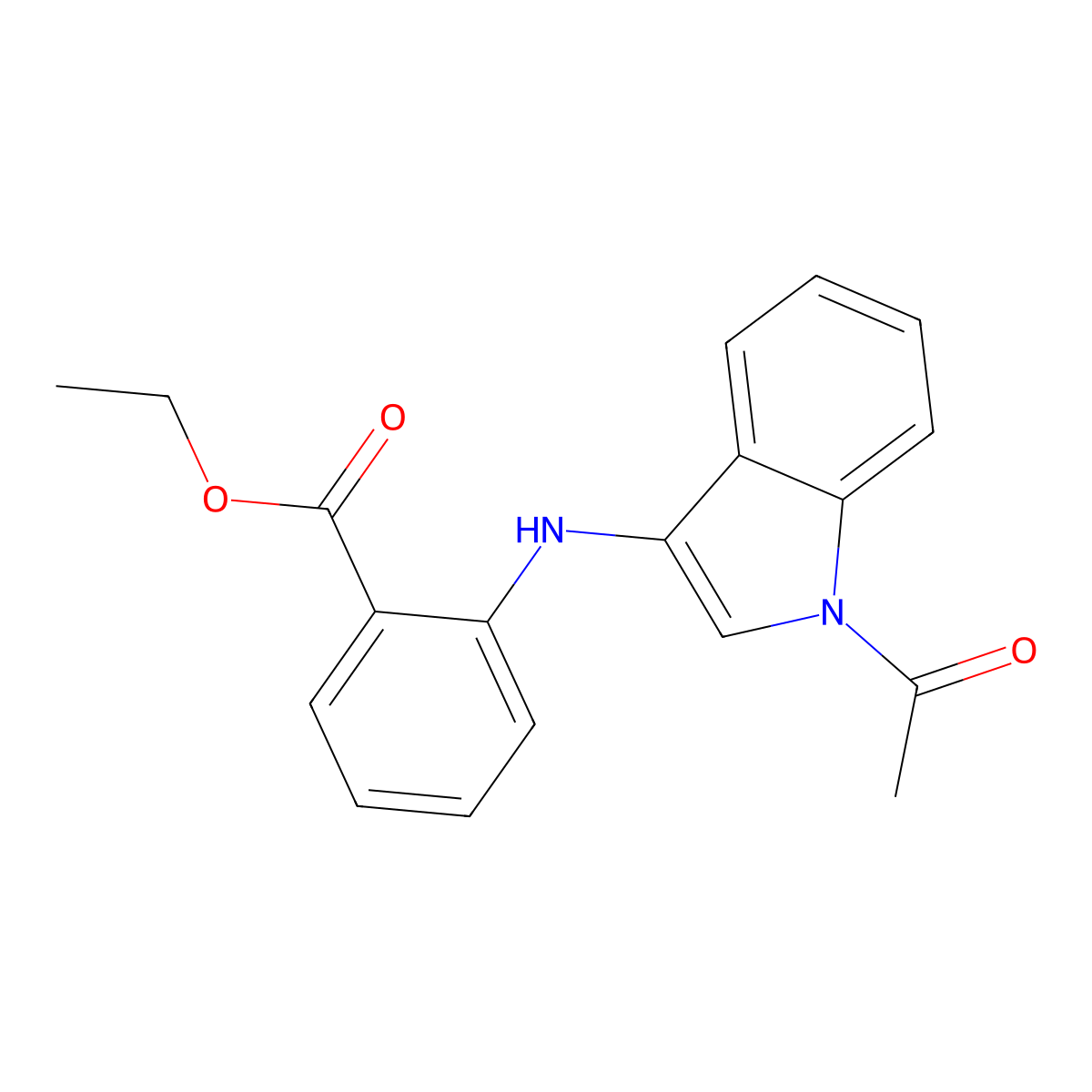 ethyl 2-[(1-acetyl-1H-indol-3-yl)amino]benzoate molecular structure, CAS 6091-49-2