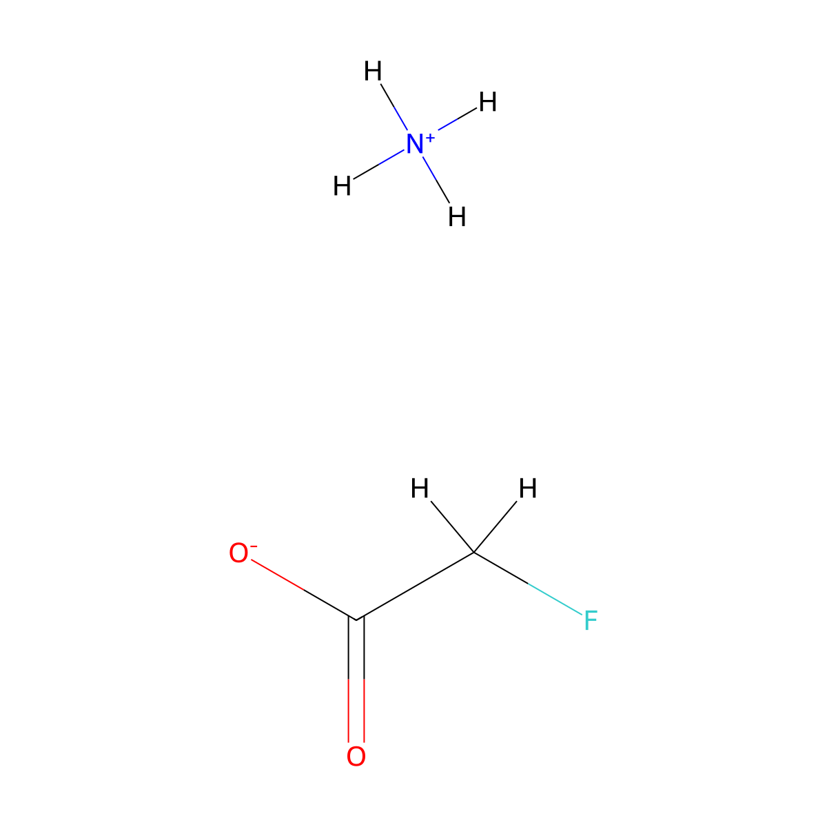 Fluoroacetic acid, ammonium salt molecular structure, CAS 60916-92-9