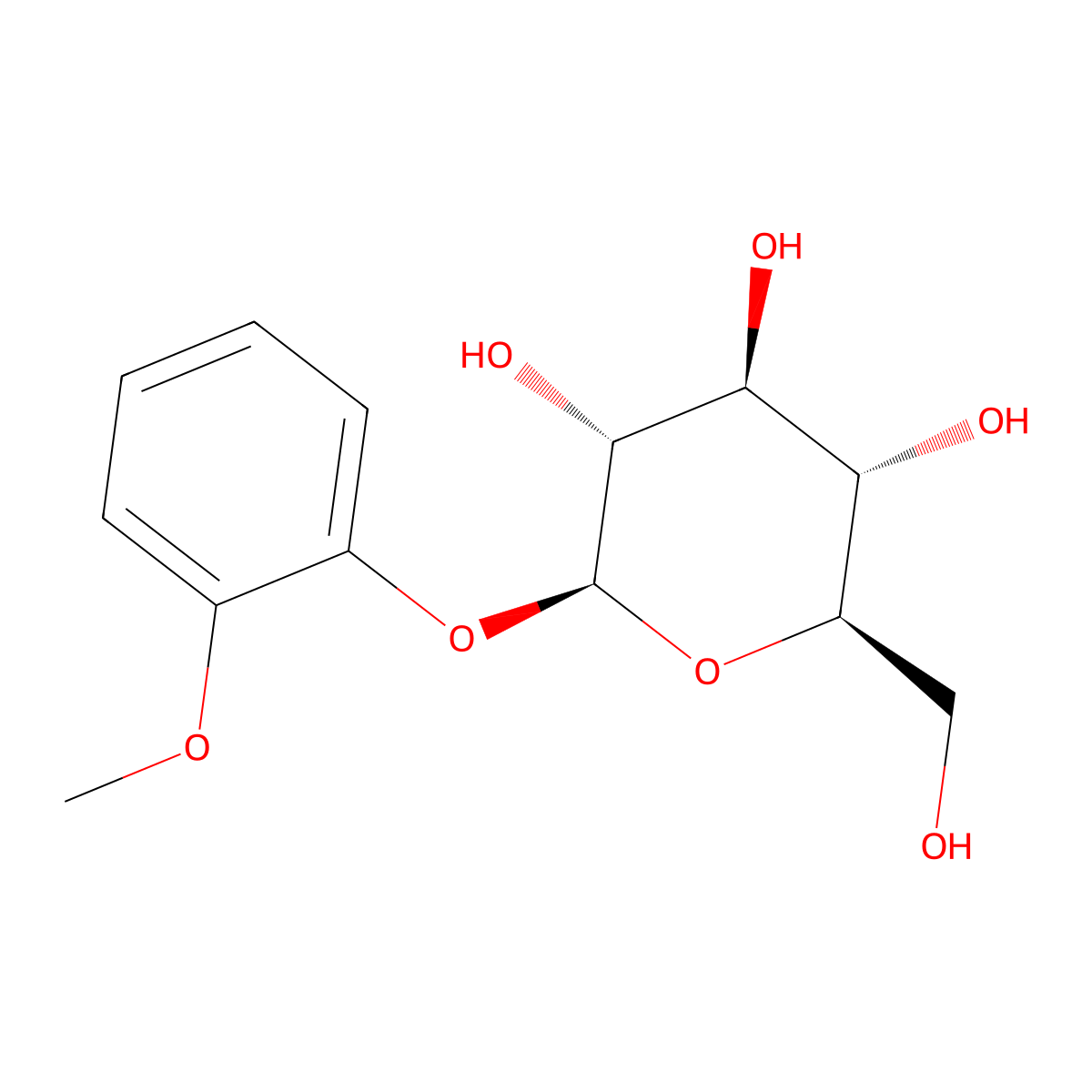 (2R,3S,4S,5R,6S)-2-(hydroxymethyl)-6-(2-methoxyphenoxy)oxane-3,4,5-triol molecular structure, CAS 6092-24-6