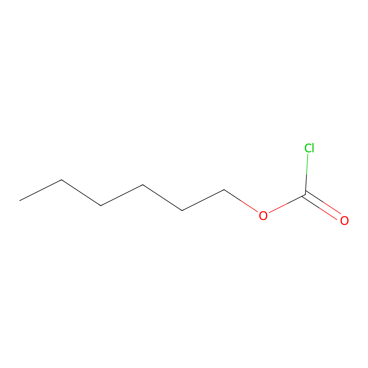 Hexyl chloroformate molecular structure, CAS 6092-54-2