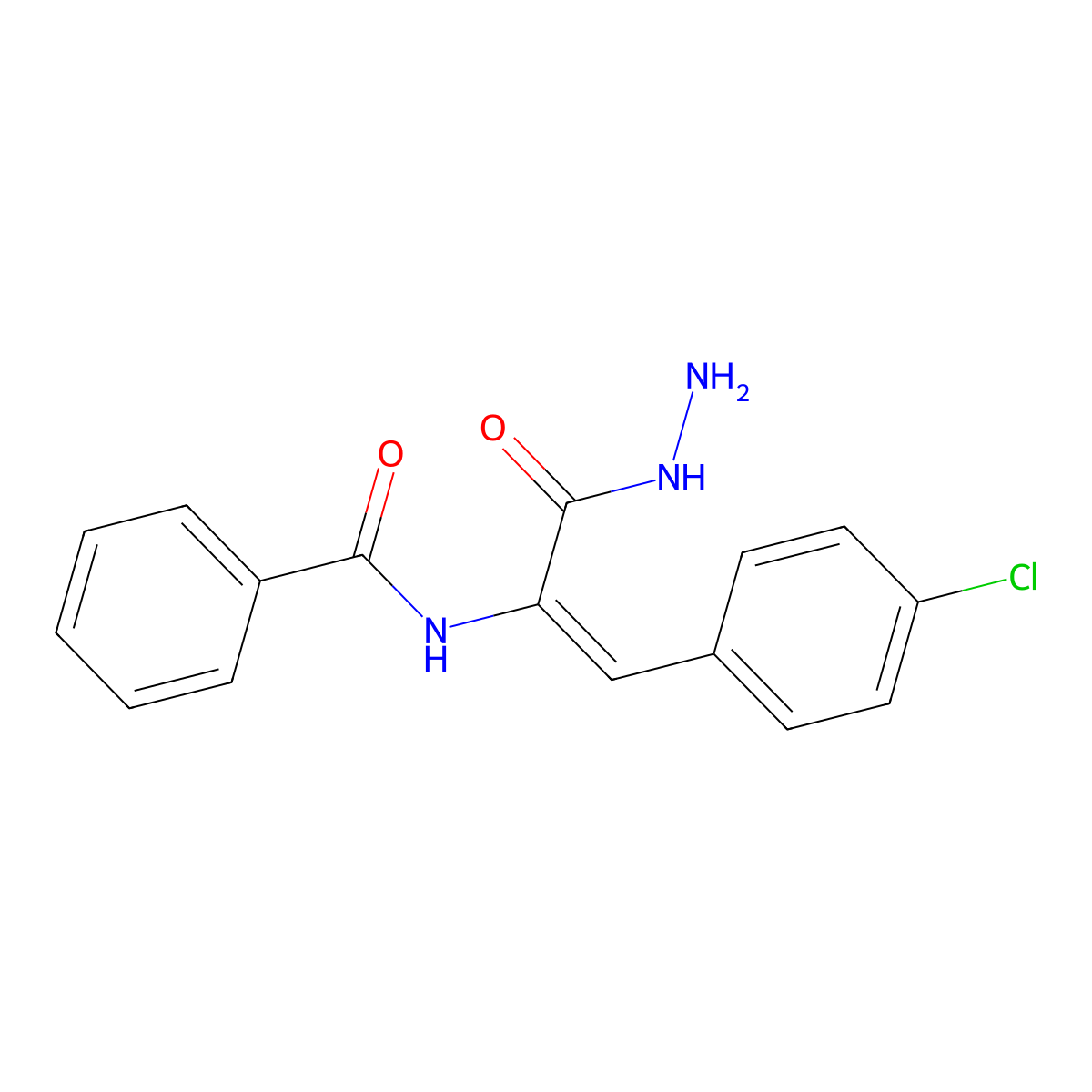N-[1-(4-chlorophenyl)-3-hydrazinyl-3-oxoprop-1-en-2-yl]benzamide molecular structure, CAS 6092-74-6
