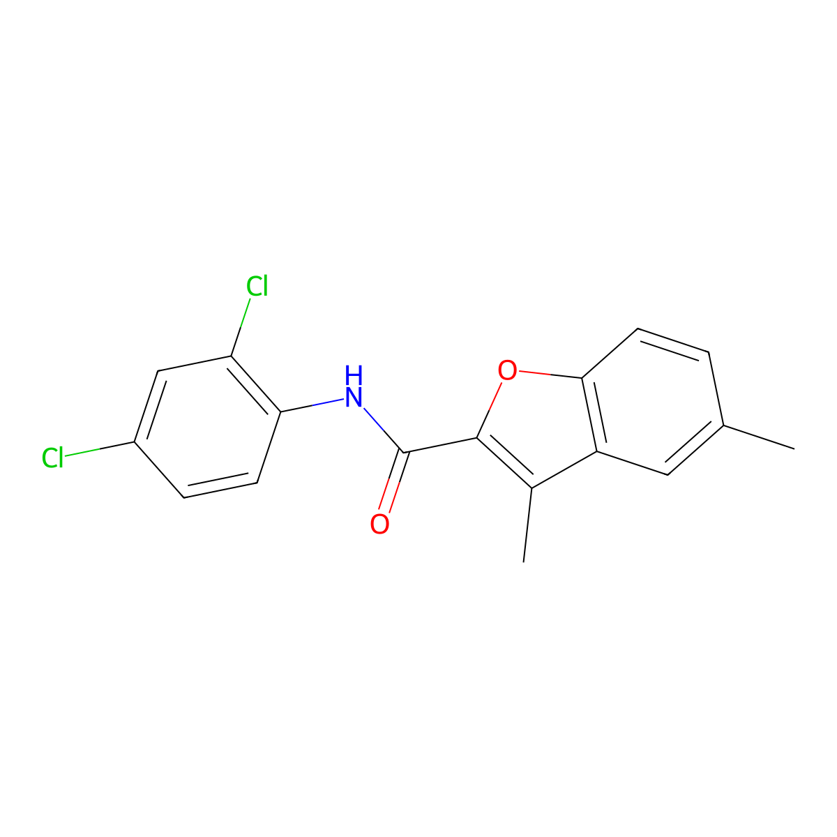 N-(2,4-dichlorophenyl)-3,5-dimethyl-1-benzofuran-2-carboxamide molecular structure, CAS 6092-95-1