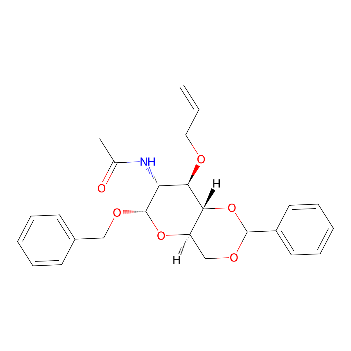 Benzyl 2-acetamido-3-O-allyl-4,6-O-benzylidene-2-deoxy-a-D-glucopyranoside molecular structure, CAS 60920-72-1