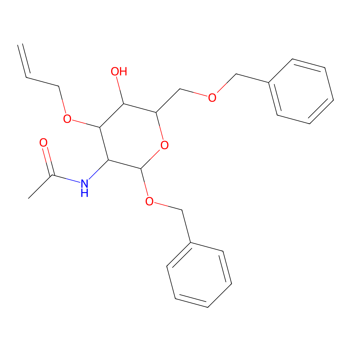 Benzyl 2-acetamido-3-O-allyl-6-O-benzyl-2-deoxy-a-D-glucopyranoside molecular structure, CAS 60920-82-3