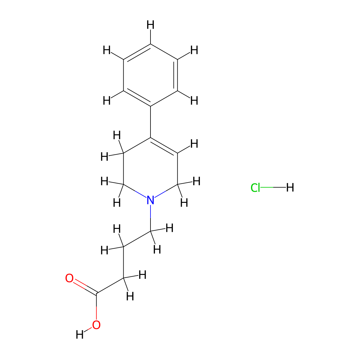 4-[4-phenyl-3,6-dihydro-1(2H)-pyridinyl]butanoic acid hydrochloride molecular structure, CAS 60926-04-7