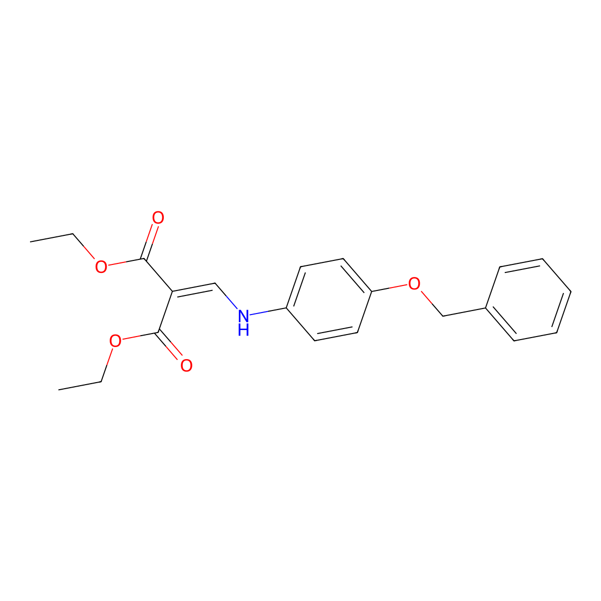 Diethyl 2-[(4-phenylmethoxyanilino)methylidene]propanedioate molecular structure, CAS 6093-78-3