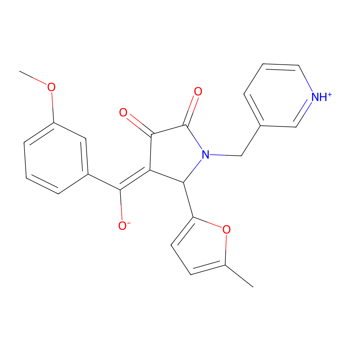 3-hydroxy-4-(3-methoxybenzoyl)-5-(5-methylfuran-2-yl)-1-[(pyridin-3-yl)methyl]-2,5-dihydro-1H-pyrrol-2-one molecular structure, CAS 609312-96-1