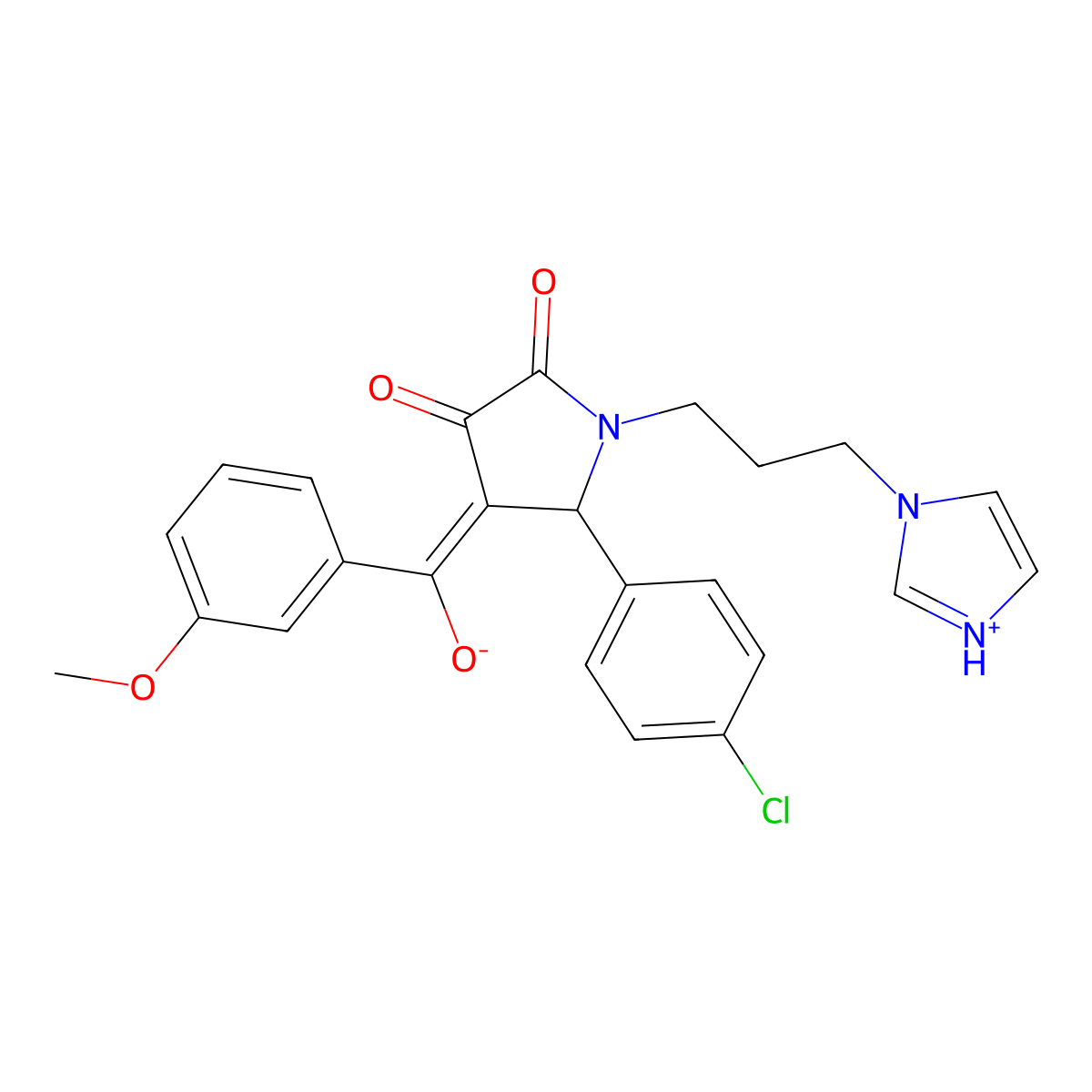 5-(4-chlorophenyl)-3-hydroxy-1-[3-(1H-imidazol-1-yl)propyl]-4-(3-methoxybenzoyl)-2,5-dihydro-1H-pyrrol-2-one molecular structure, CAS 609315-89-1
