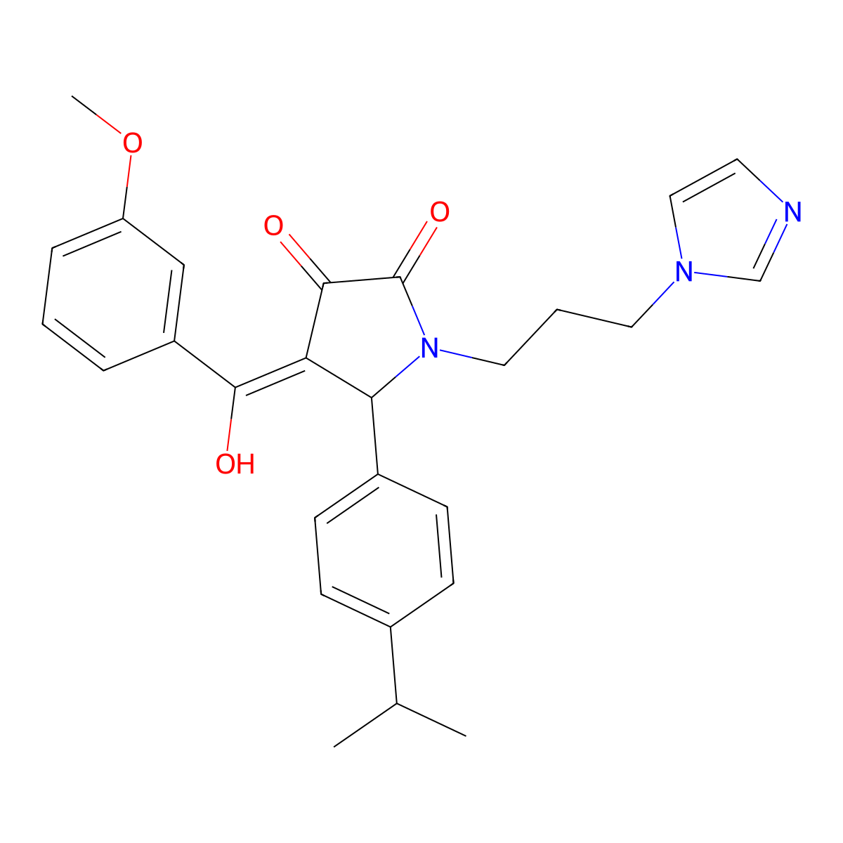 3-hydroxy-1-[3-(1H-imidazol-1-yl)propyl]-4-(3-methoxybenzoyl)-5-[4-(propan-2-yl)phenyl]-2,5-dihydro-1H-pyrrol-2-one molecular structure, CAS 609316-60-1
