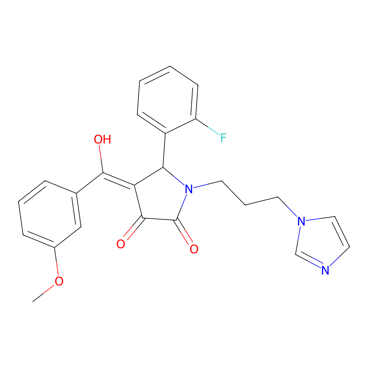 5-(2-fluorophenyl)-3-hydroxy-1-[3-(1H-imidazol-1-yl)propyl]-4-(3-methoxybenzoyl)-2,5-dihydro-1H-pyrrol-2-one molecular structure, CAS 609316-66-7