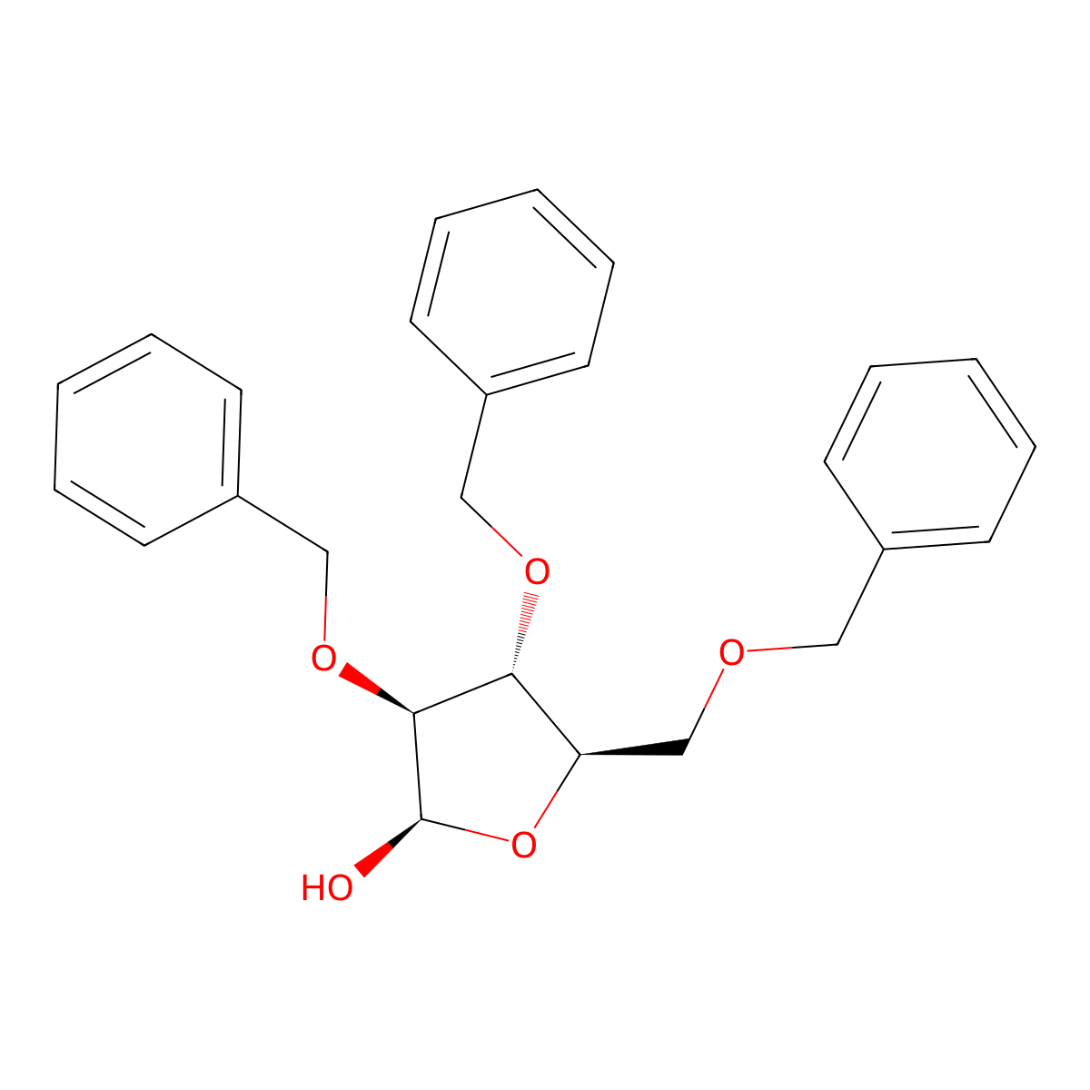 2,3,5-Tri-O-benzyl-I2-D-arabinofuranose molecular structure, CAS 60933-68-8
