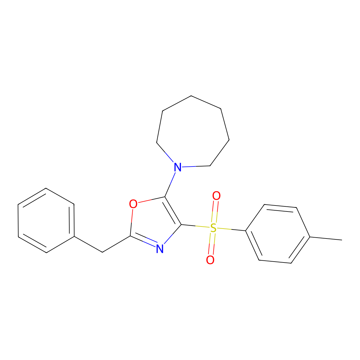 5-(Azepan-1-yl)-2-benzyl-4-tosyloxazole molecular structure, CAS 609332-35-6