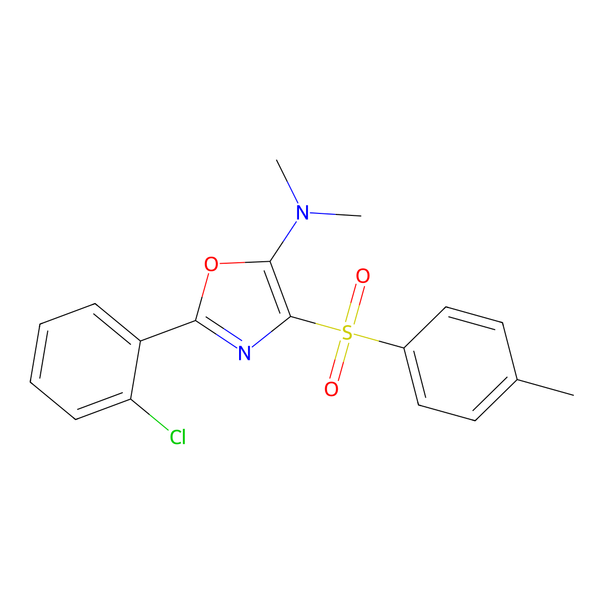 2-(2-chlorophenyl)-N,N-dimethyl-4-tosyloxazol-5-amine molecular structure, CAS 609333-16-6