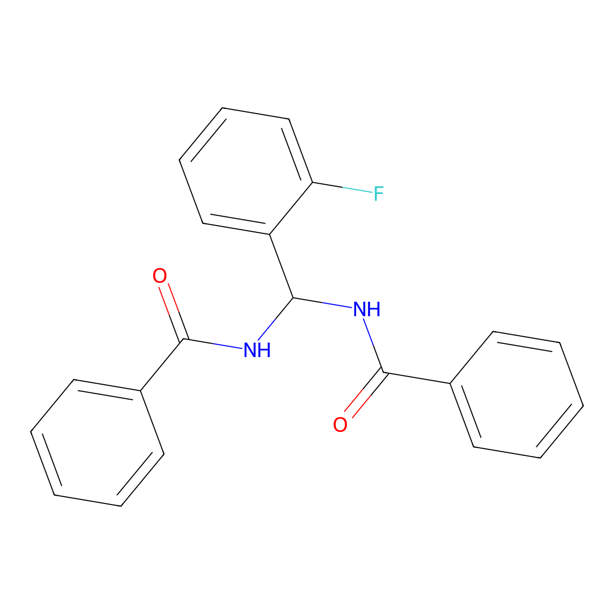 N,N'-[(2-fluorophenyl)methanediyl]dibenzamide molecular structure, CAS 609334-63-6