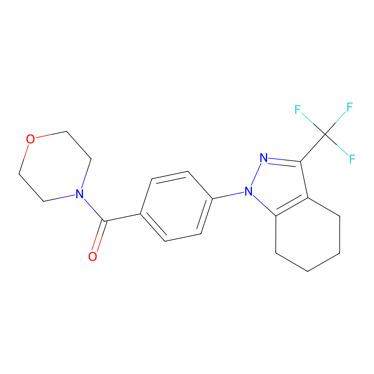 1-[4-(4-morpholinylcarbonyl)phenyl]-3-(trifluoromethyl)-4,5,6,7-tetrahydro-1H-indazole molecular structure, CAS 609334-73-8