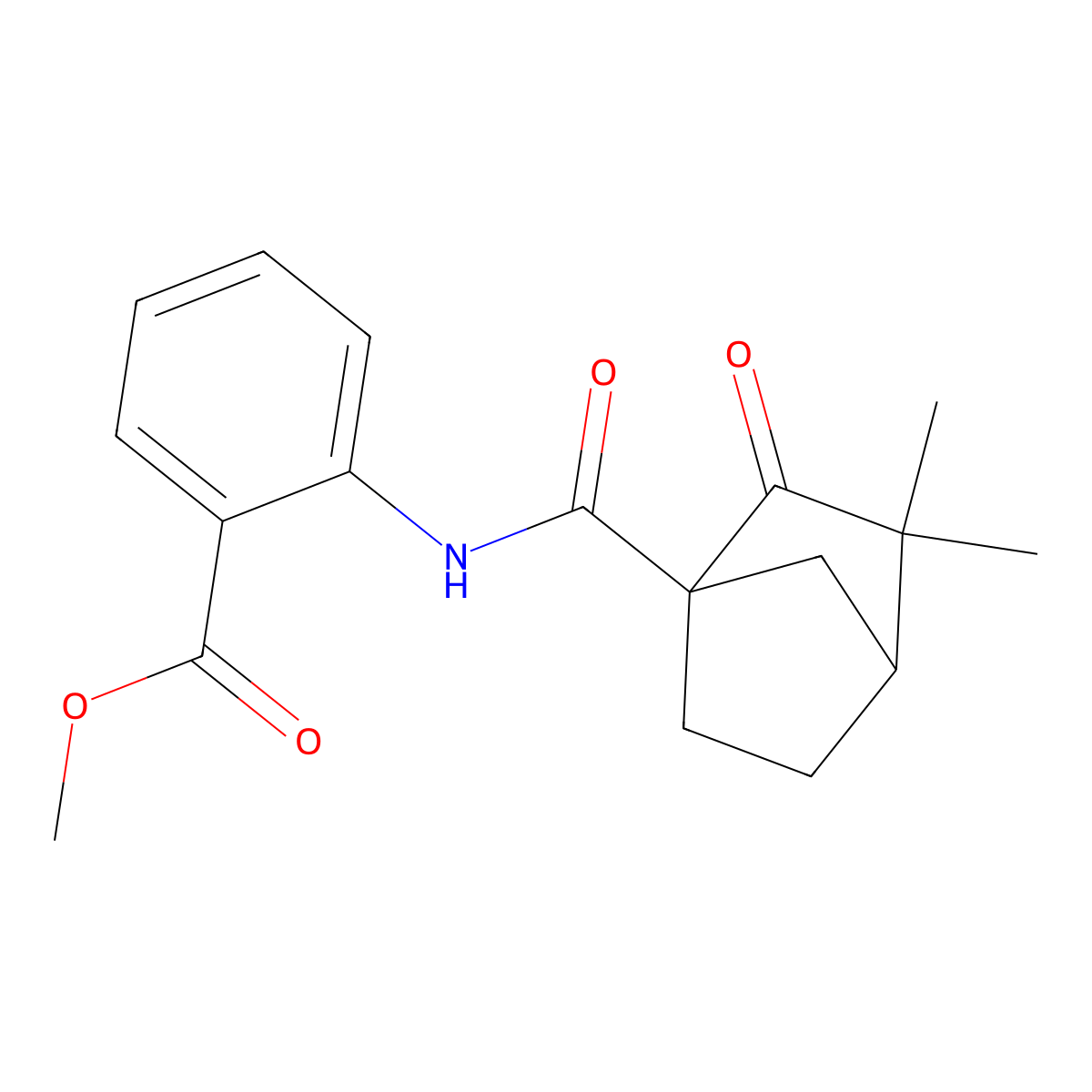 Methyl 2-{[(3,3-dimethyl-2-oxobicyclo[2.2.1]hept-1-yl)carbonyl]amino}benzoate molecular structure, CAS 609334-80-7