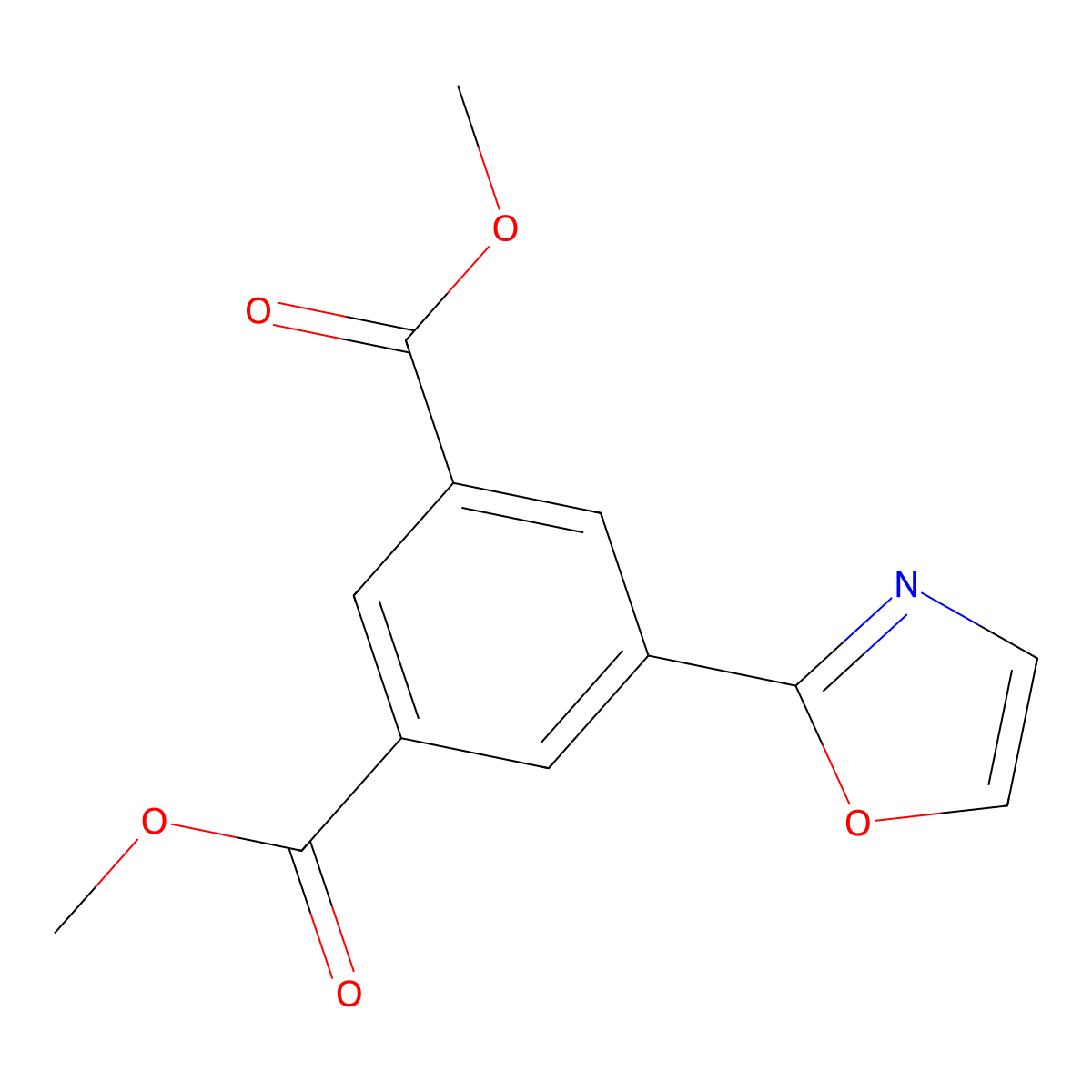 Dimethyl 5-(oxazol-2-yl)isophthalate molecular structure, CAS 609345-27-9