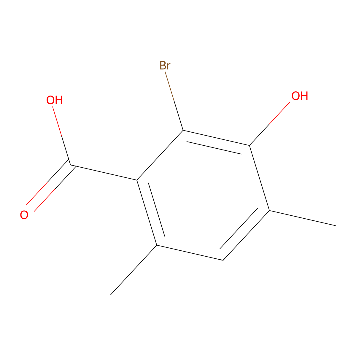 2-Bromo-4,6-dimethyl-3-hydroxybenzoic acid molecular structure, CAS 60935-39-9