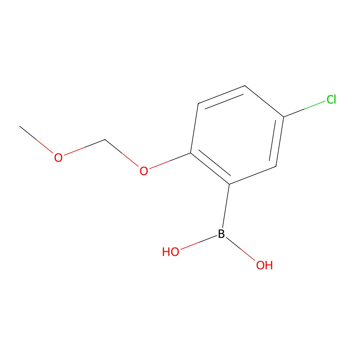 (5-Chloro-2-(methoxymethoxy)phenyl)boronic acid molecular structure, CAS 609352-56-9