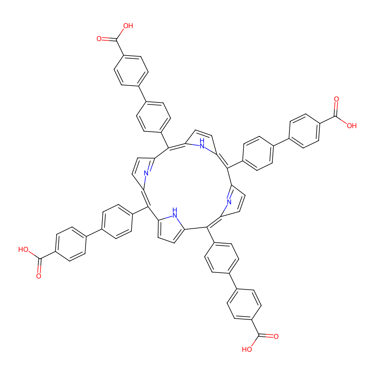 4',4''',4''''',4'''''''-(21H,23H-Porphine-5,10,15,20-tetrayl)tetrakis[[1,1'-biphenyl]-4-carboxylic acid] molecular structure, CAS 609365-68-6
