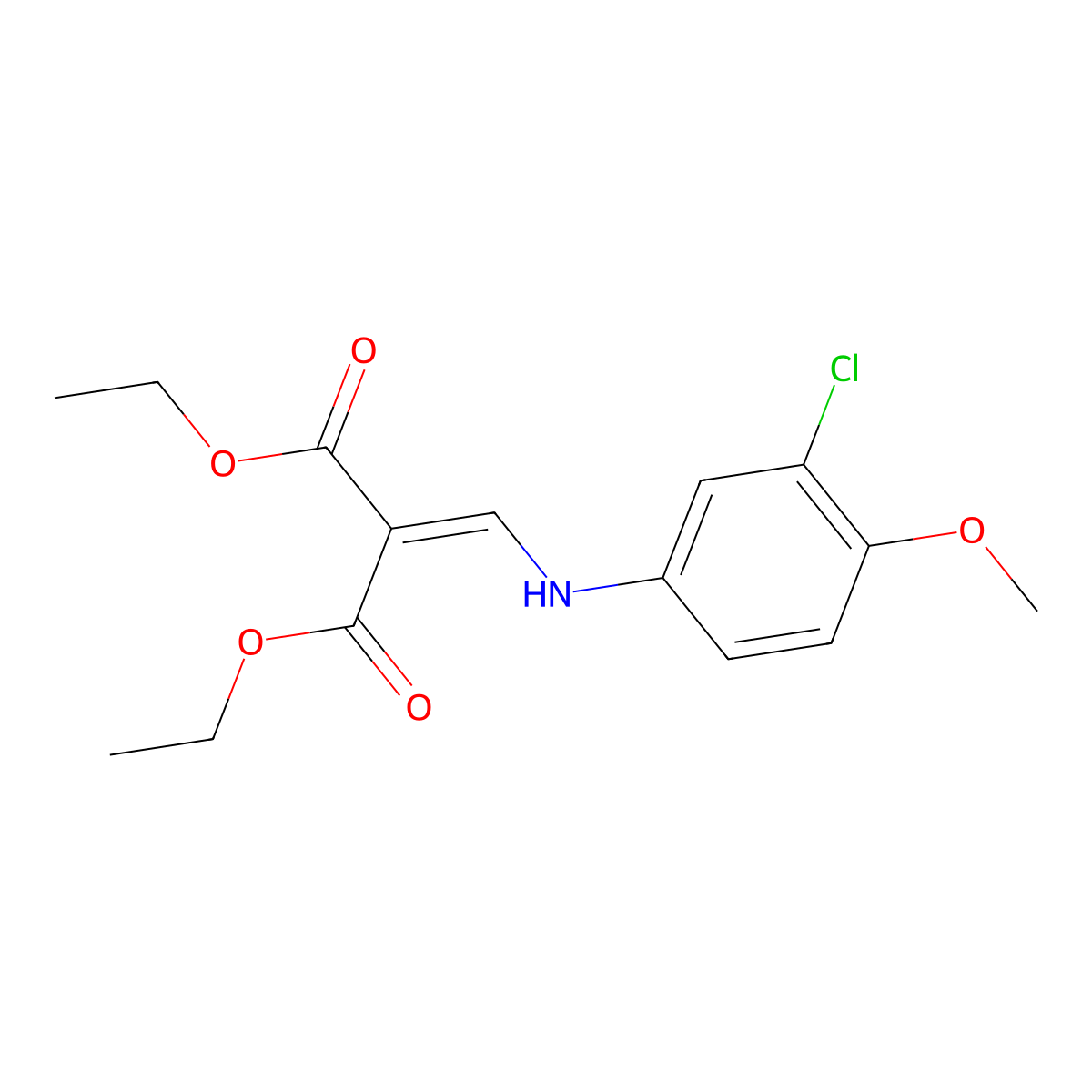 Diethyl 2-[[(3-chloro-4-methoxy-phenyl)amino]methylidene]propanedioate molecular structure, CAS 6094-33-3