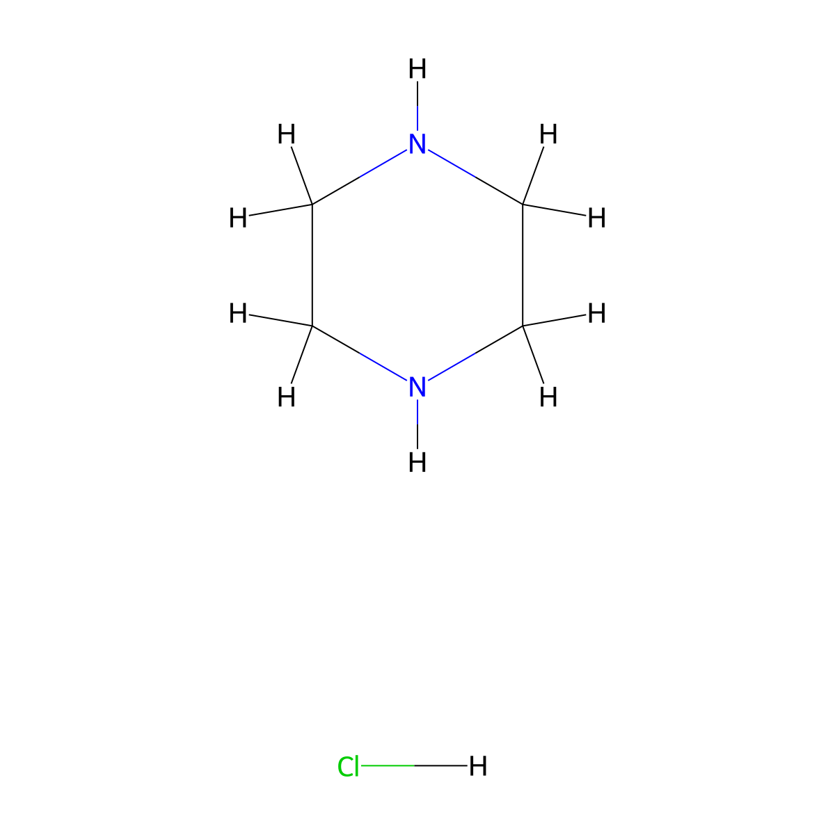 Piperazine, hydrochloride (1:?) molecular structure, CAS 6094-40-2
