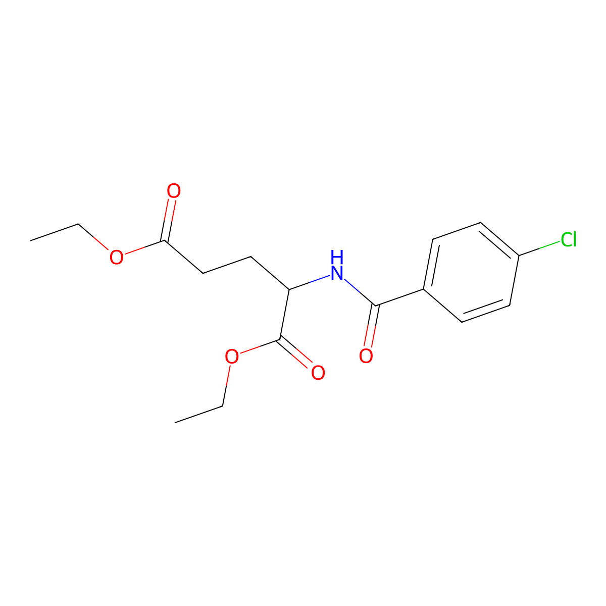 Diethyl 2-[(4-chlorobenzoyl)amino]pentanedioate molecular structure, CAS 6094-48-0
