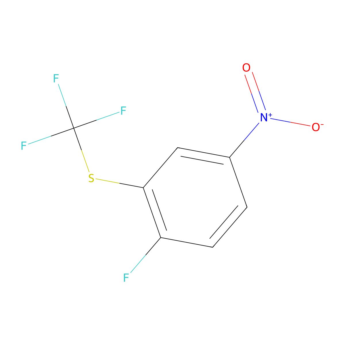 Benzene, 1-fluoro-4-nitro-2-[(trifluoromethyl)thio]- molecular structure, CAS 60940-13-8