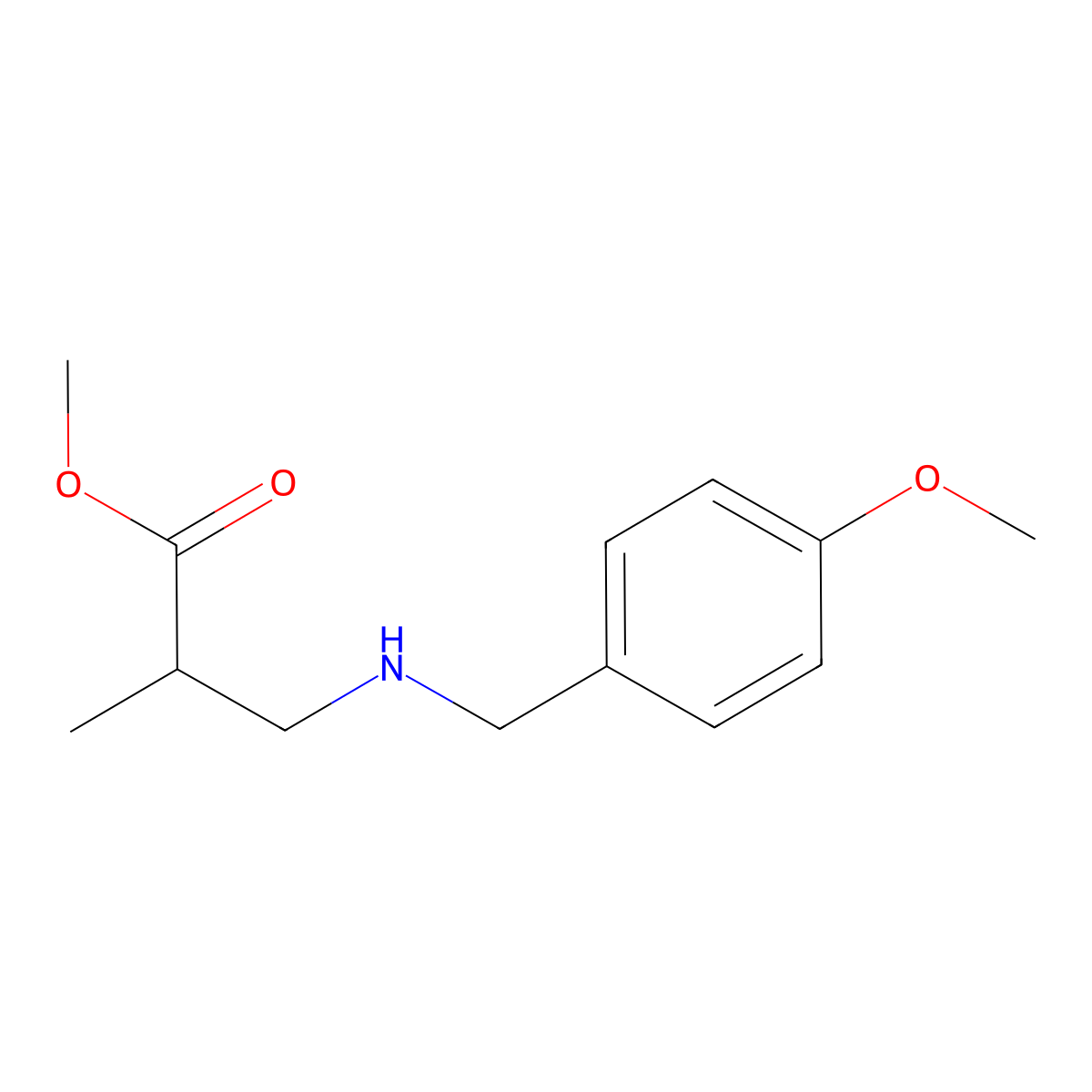 Methyl 3-{[(4-methoxyphenyl)methyl]amino}-2-methylpropanoate molecular structure, CAS 60947-98-0