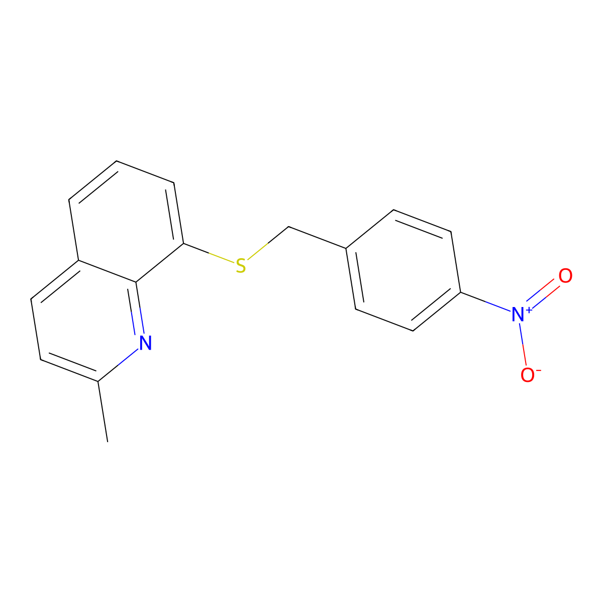 2-Methyl-8-(4-nitro-benzylsulfanyl)-quinoline molecular structure, CAS 60948-47-2