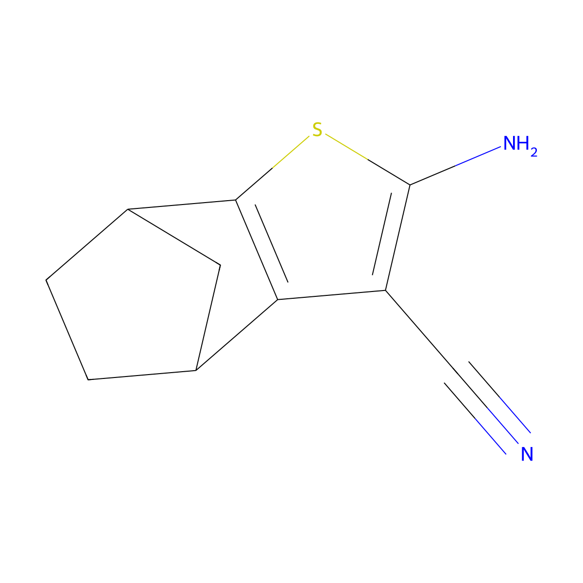 2-Amino-4,5,6,7-tetrahydro-4,7-methanobenzo[b]thiophene-3-carbonitrile molecular structure, CAS 60948-80-3