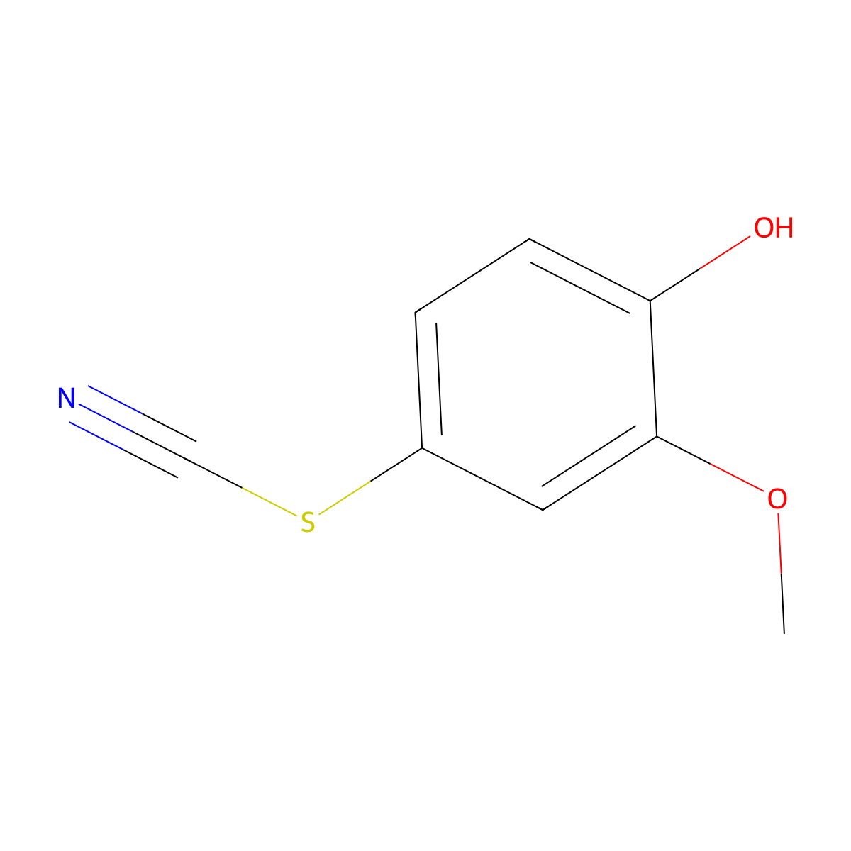 4-Hydroxy-3-methoxyphenyl thiocyanate molecular structure, CAS 6096-21-5