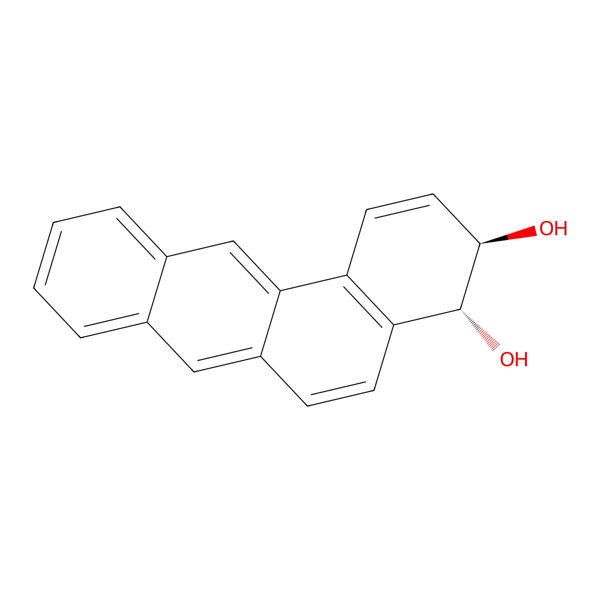 trans-3,4-Dihydro-3,4-dihydroxybenz(a)anthracene molecular structure, CAS 60967-89-7