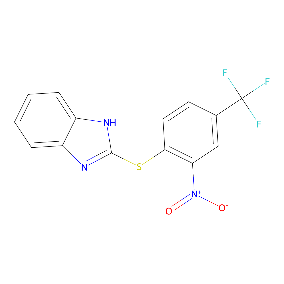 2-[2-nitro-4-(trifluoromethyl)phenyl]sulfanyl-1H-benzimidazole molecular structure, CAS 60968-23-2