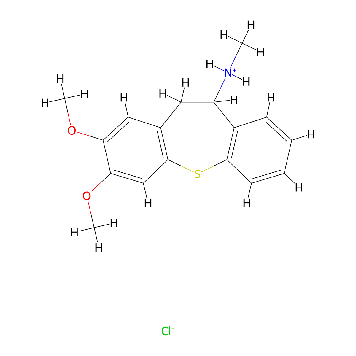 Dibenzo(b,f)thiepin-10-amine, 10,11-dihydro-2,3-dimethoxy-N-methyl-, hydrochloride molecular structure, CAS 60969-92-8