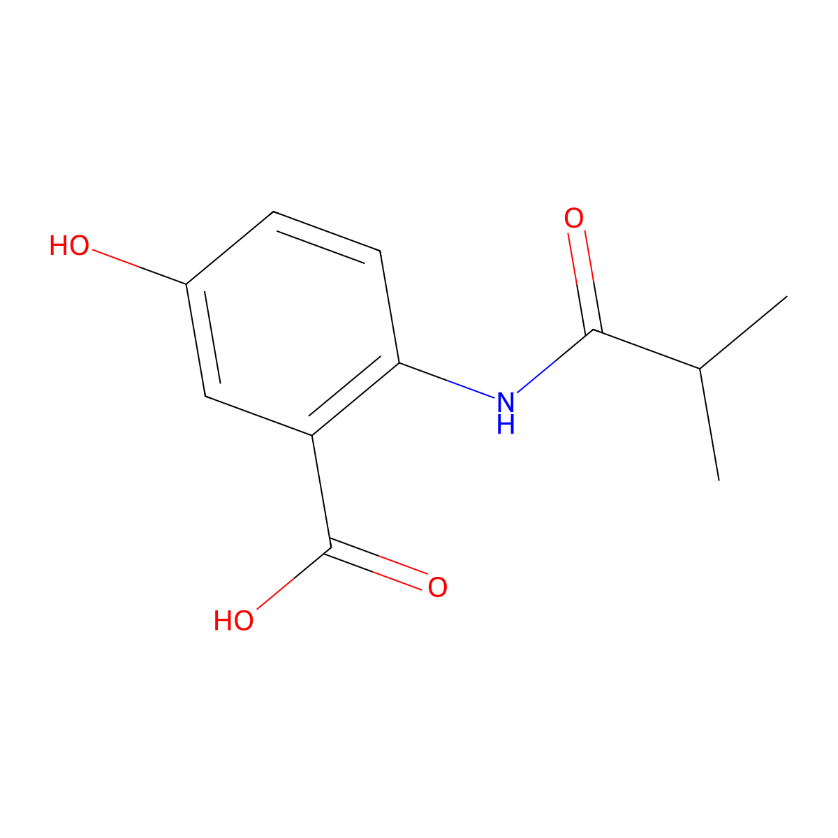 5-Hydroxy-2-(2-methylpropanoylamino)benzoic acid molecular structure, CAS 6097-11-6