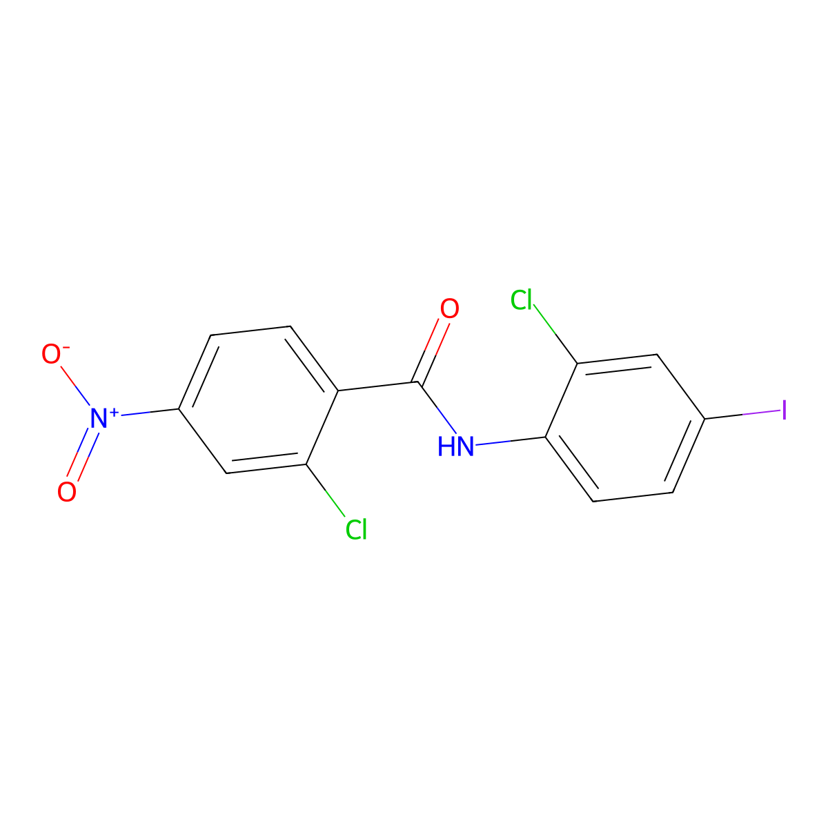 2-chloro-N-(2-chloro-4-iodophenyl)-4-nitrobenzamide molecular structure, CAS 6097-77-4