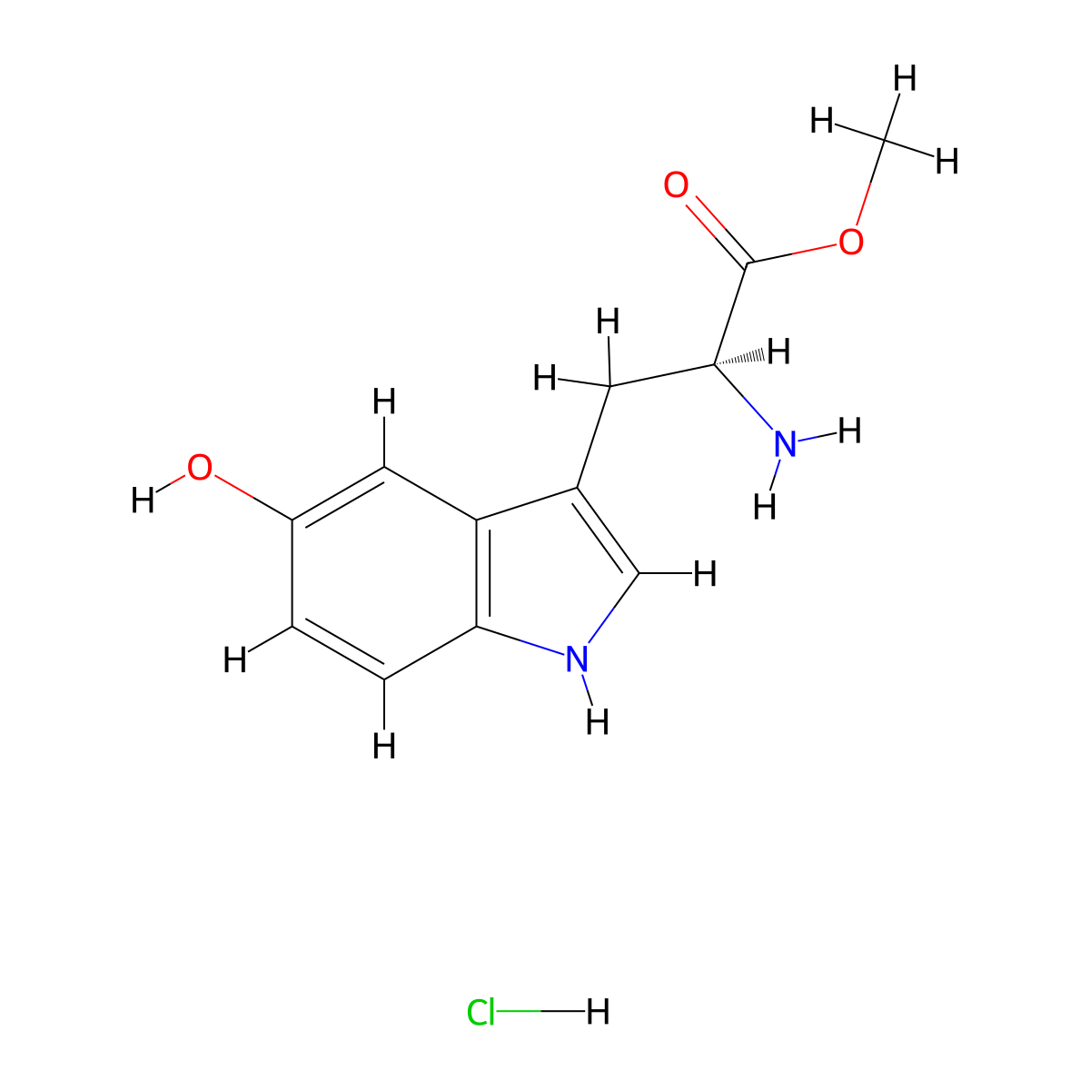 methyl (2S)-2-amino-3-(5-hydroxy-1H-indol-3-yl)propanoate hydrochloride molecular structure, CAS 60971-91-7