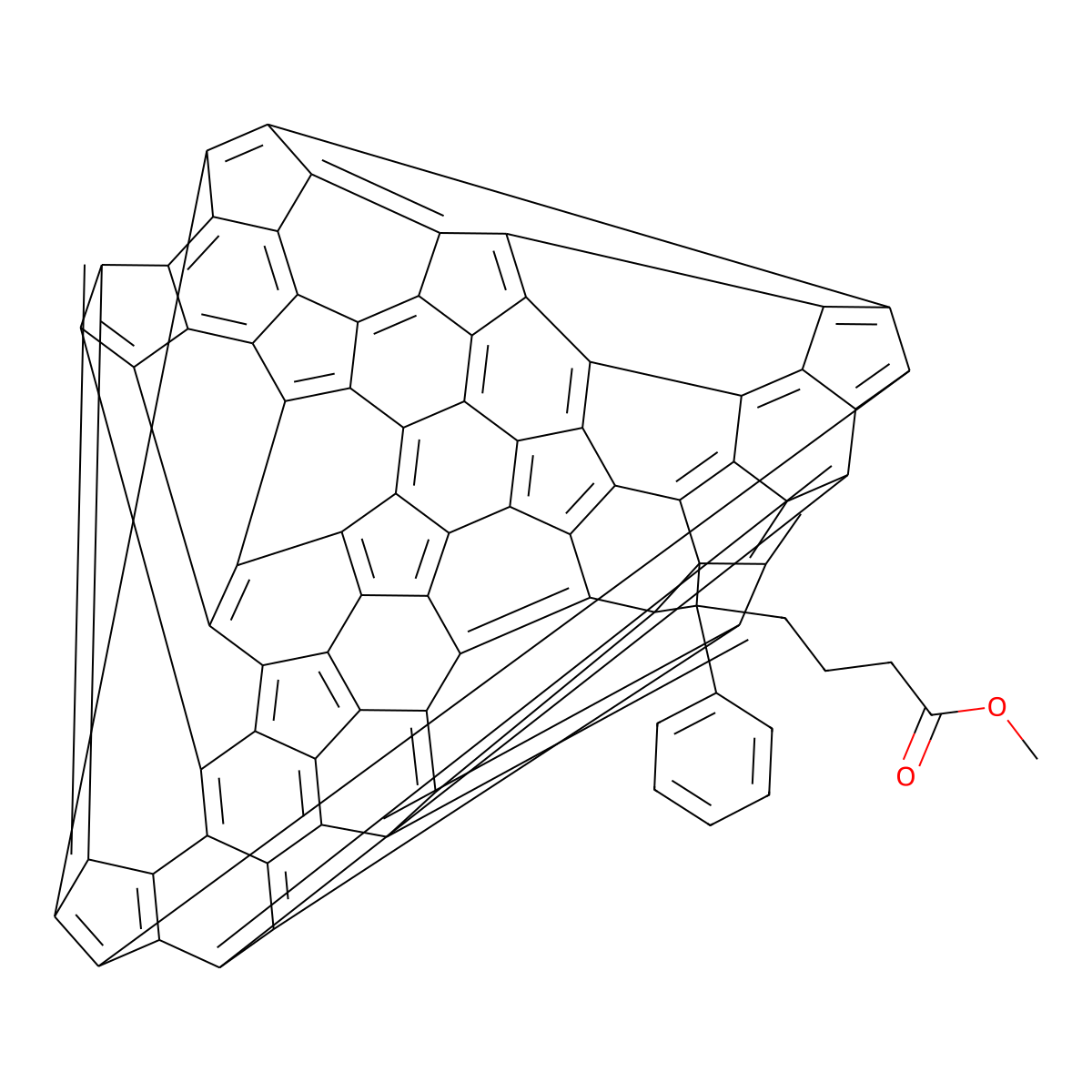 3'H-Cyclopropa[8,25][5,6]fullerene-C70-D5h(6)-3'-butanoic acid, 3'-phenyl-, methyl ester molecular structure, CAS 609771-63-3