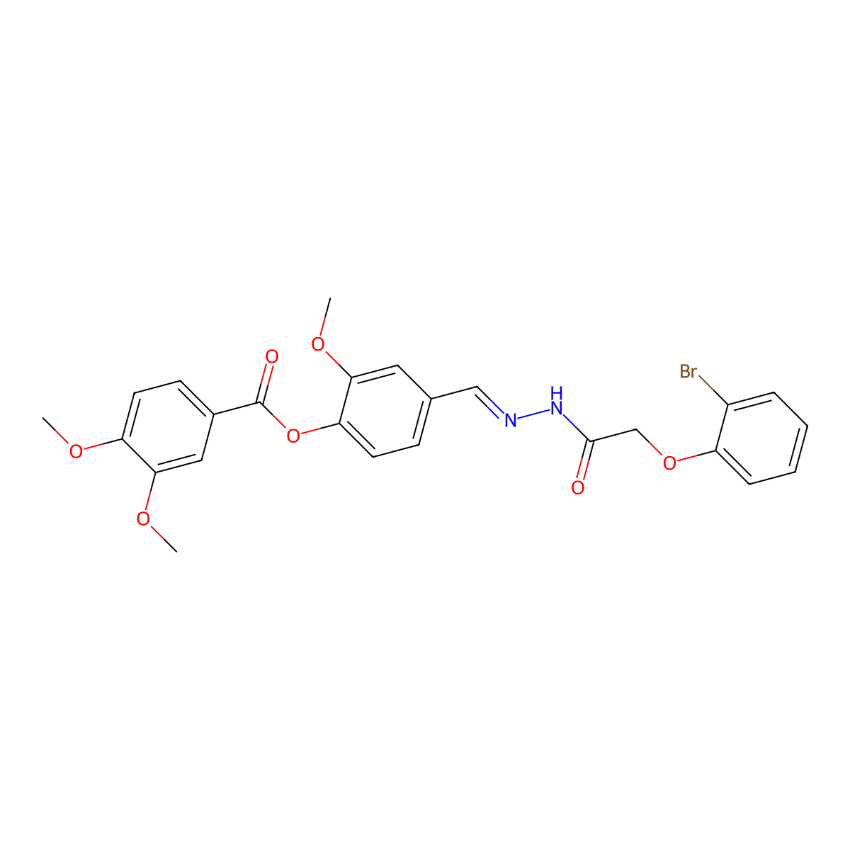 4-({[2-(2-Bromophenoxy)acetamido]imino}methyl)-2-methoxyphenyl 3,4-dimethoxybenzoate molecular structure, CAS 609776-99-0