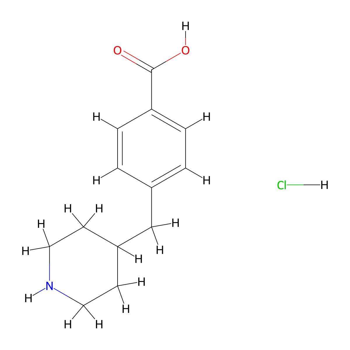 4-[(Piperidin-4-yl)methyl]benzoic acid hydrochloride molecular structure, CAS 609782-06-1