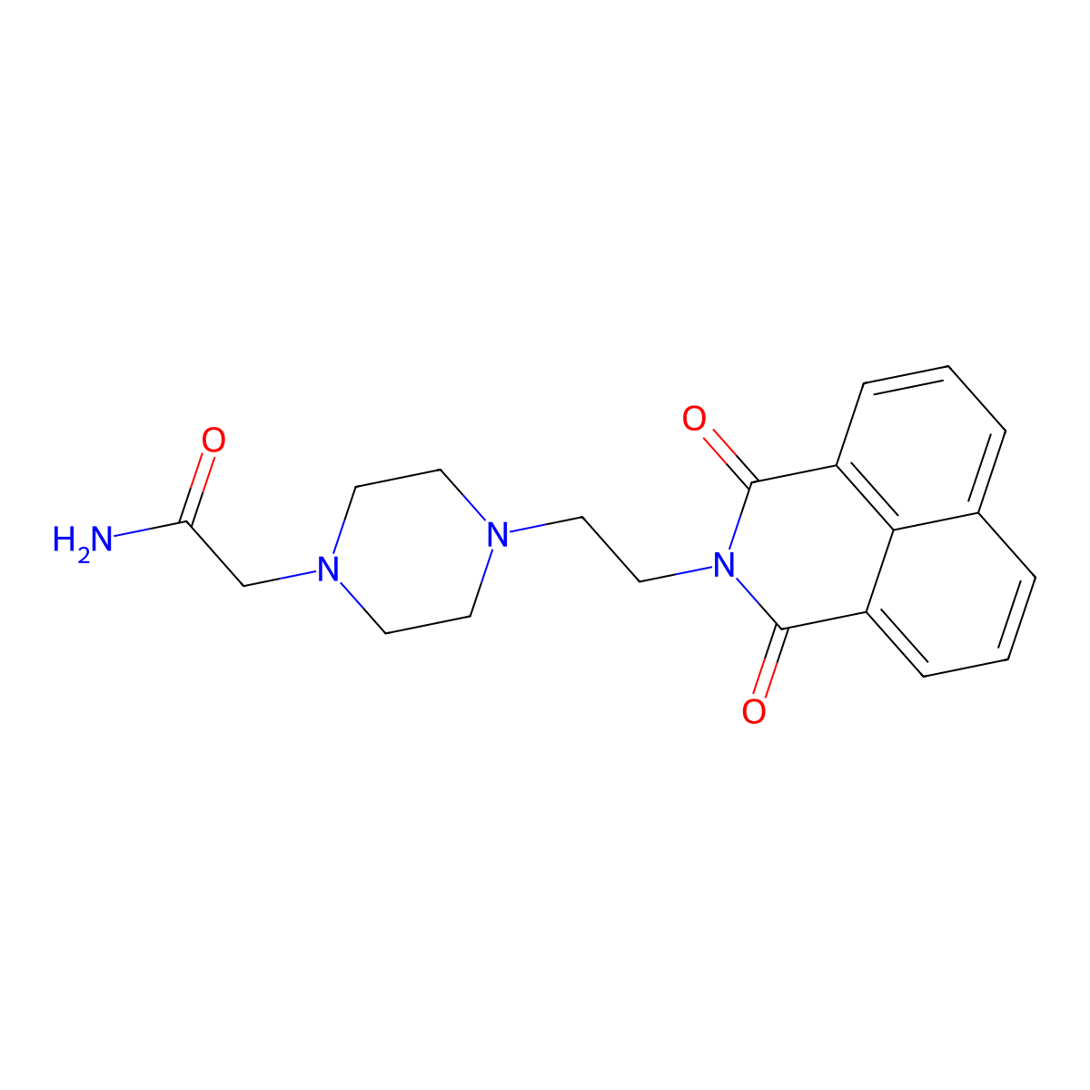 2-[4-[2-(1,3-Dioxobenzo[de]isoquinolin-2-yl)ethyl]piperazin-1-yl]acetamide molecular structure, CAS 609791-81-3