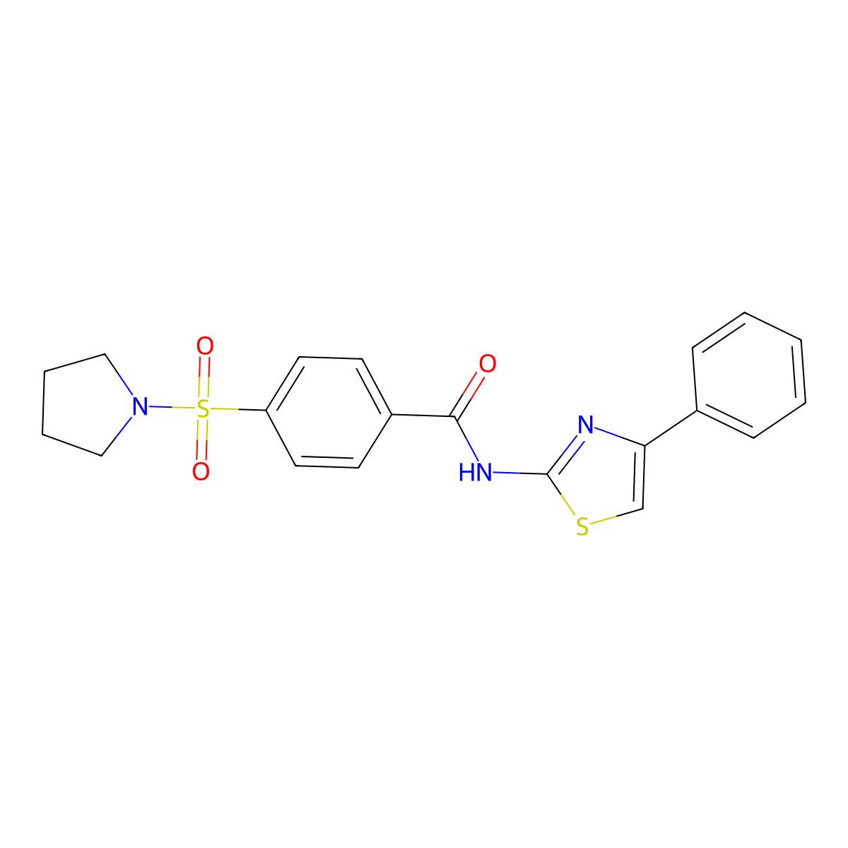 N-(4-phenyl-1,3-thiazol-2-yl)-4-(pyrrolidin-1-ylsulfonyl)benzamide molecular structure, CAS 609791-95-9