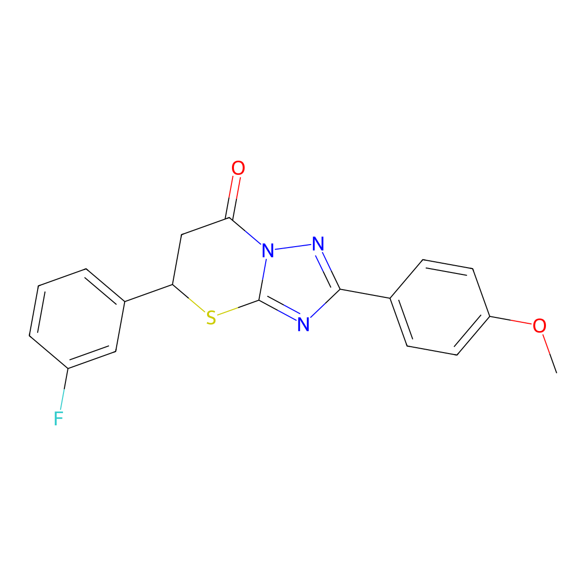 5-(3-fluorophenyl)-2-(4-methoxyphenyl)-5,6-dihydro-7H-[1,2,4]triazolo[5,1-b][1,3]thiazin-7-one molecular structure, CAS 609792-28-1