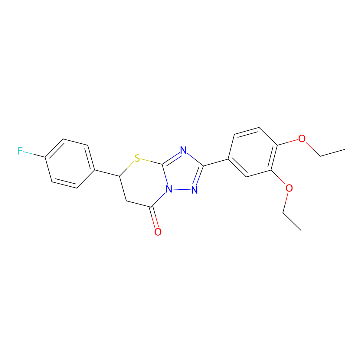 2-(3,4-diethoxyphenyl)-5-(4-fluorophenyl)-5H-[1,2,4]triazolo[5,1-b][1,3]thiazin-7(6H)-one molecular structure, CAS 609792-41-8