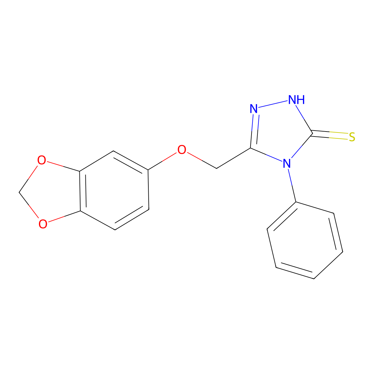 5-[(1,3-benzodioxol-5-yloxy)methyl]-4-phenyl-4H-1,2,4-triazole-3-thiol molecular structure, CAS 609792-84-9