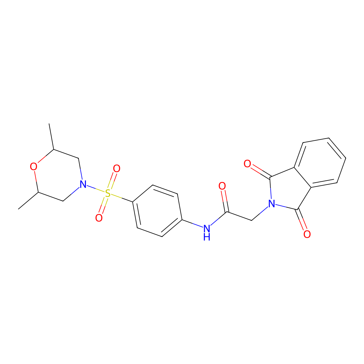 N-{4-[(2,6-dimethylmorpholin-4-yl)sulfonyl]phenyl}-2-(1,3-dioxo-1,3-dihydro-2H-isoindol-2-yl)acetamide molecular structure, CAS 609793-03-5